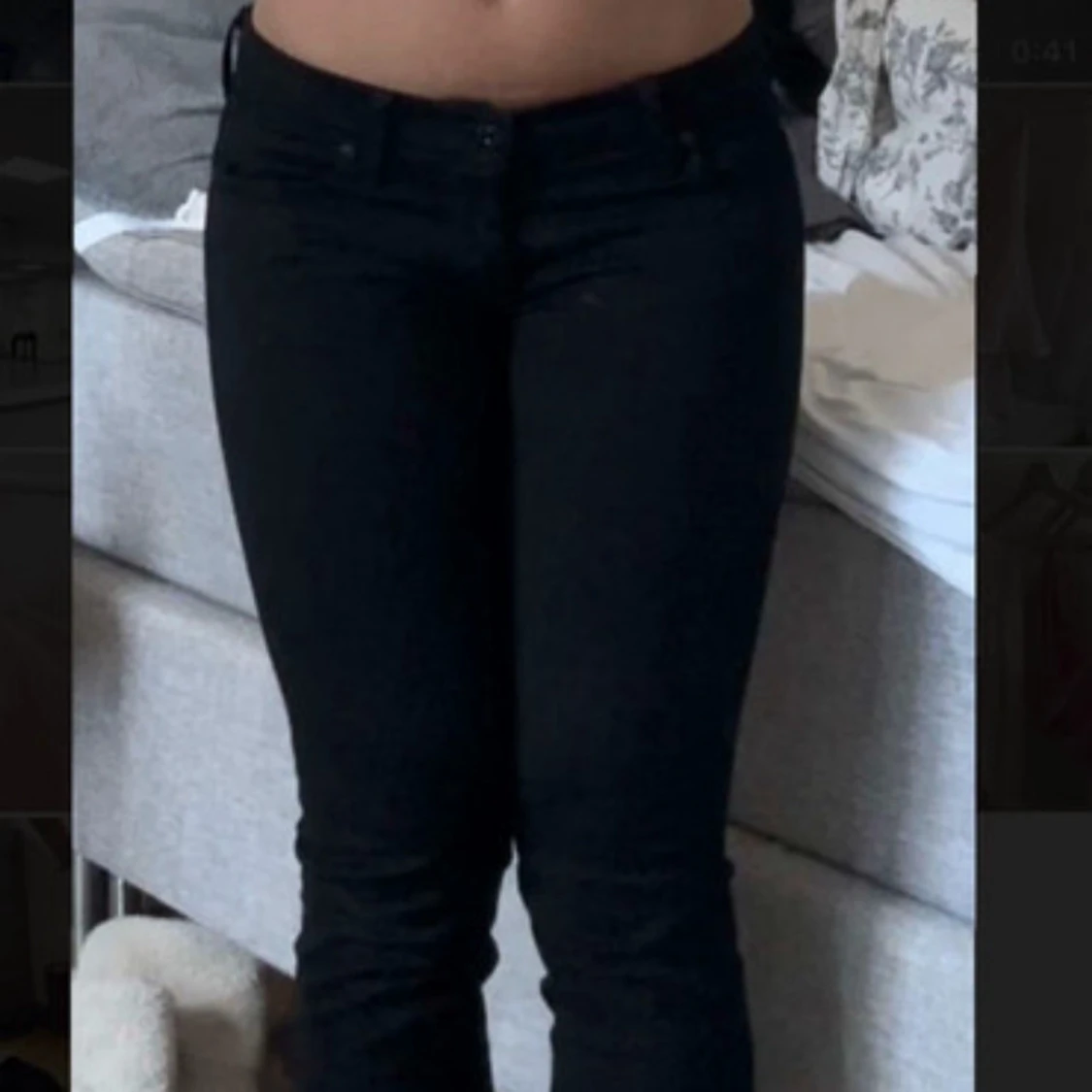 Svarta lågmidjade jeans 