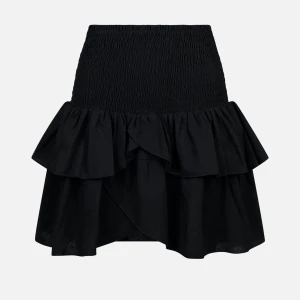 svart neo noir kjol - Trendig svart kjol med volanger och omlott-design. Perfekt för att skapa en chic look. Den har en elastisk midja för bekväm passform.