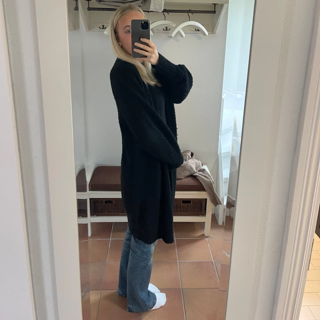 Svart lång kofta - 91
