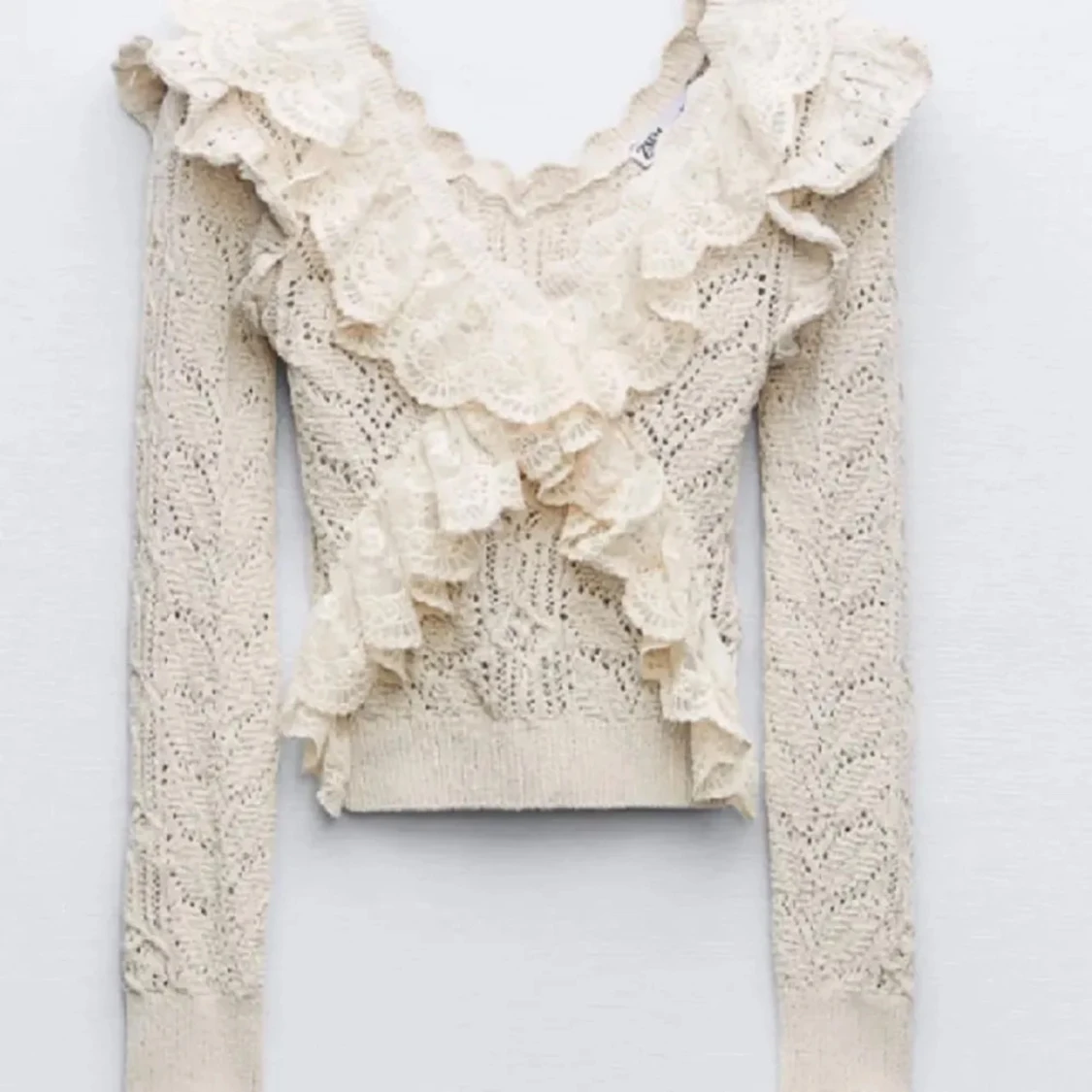 Zara stickad volang topp 