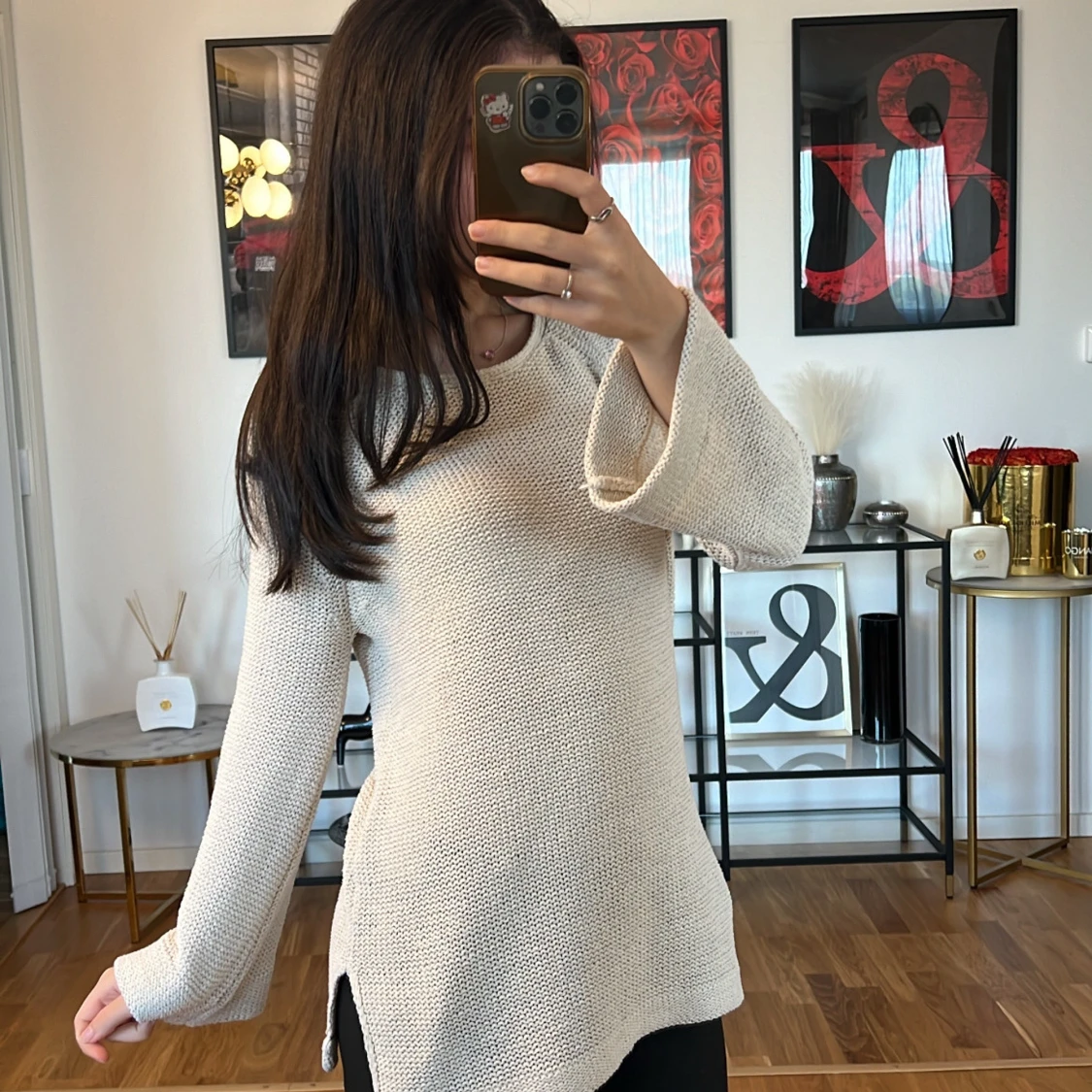 Beige stickad tröja GinaTricot  - 90