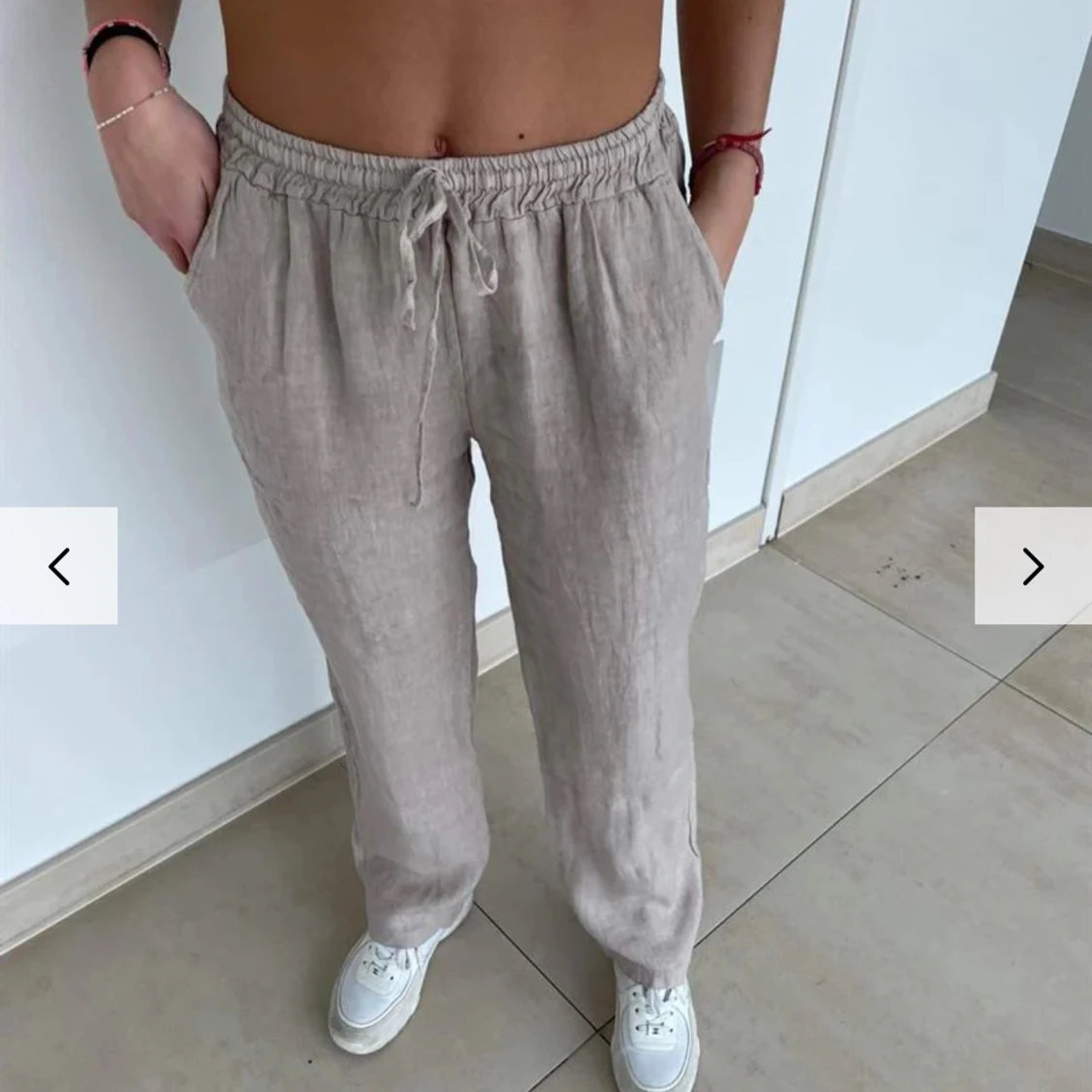 Beige linnebyxor  - 92