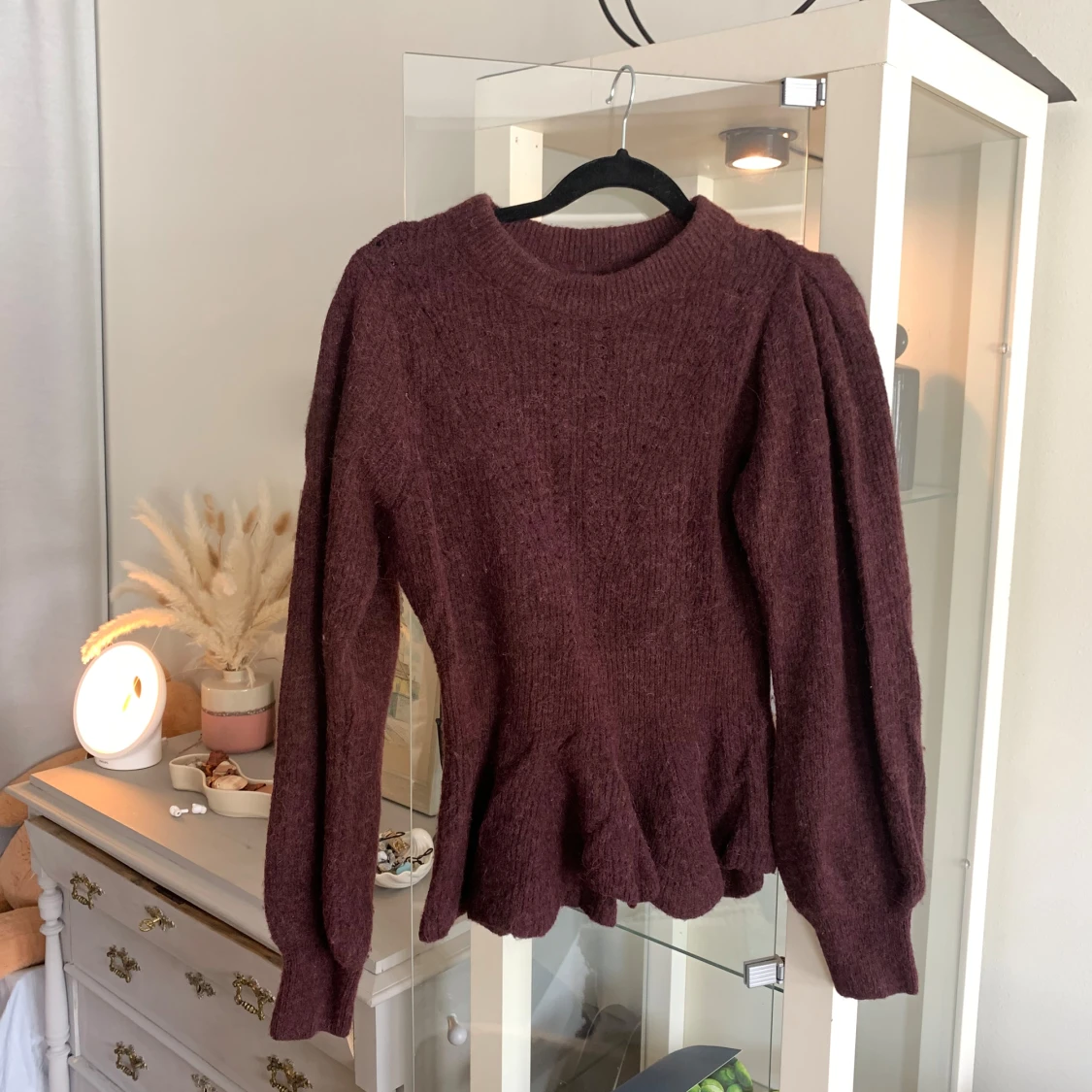 Alpacka/Ull tröja Strl XS Burgundy