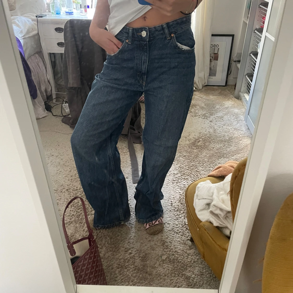 Blå jeans med hög midja - 90