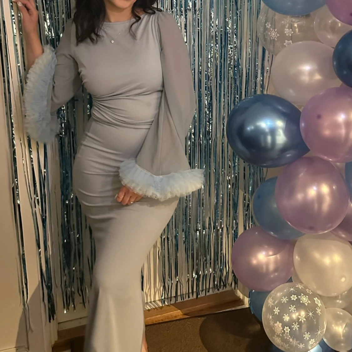 Mermaid dress with ruffled arms