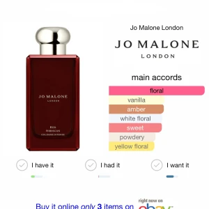 Jo Malone - Parfym från Jo Malone, 100ml, Eau De Parfum, Red Hibiscus, köptes på kicks för originalpris (bild 3). Pris kan diskuteras vid snabb affär!💓