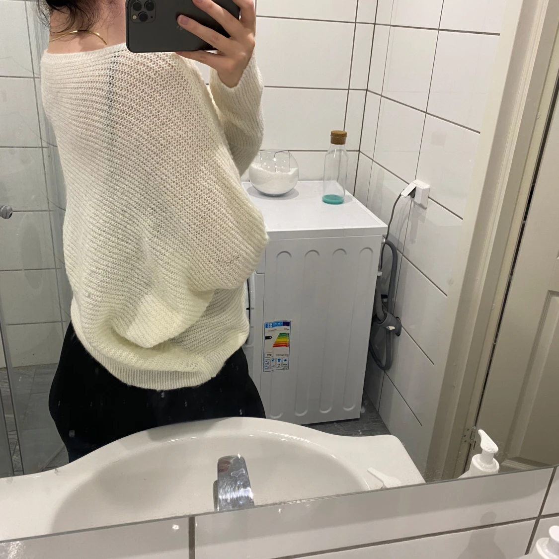 Vit stickad tröja - 91