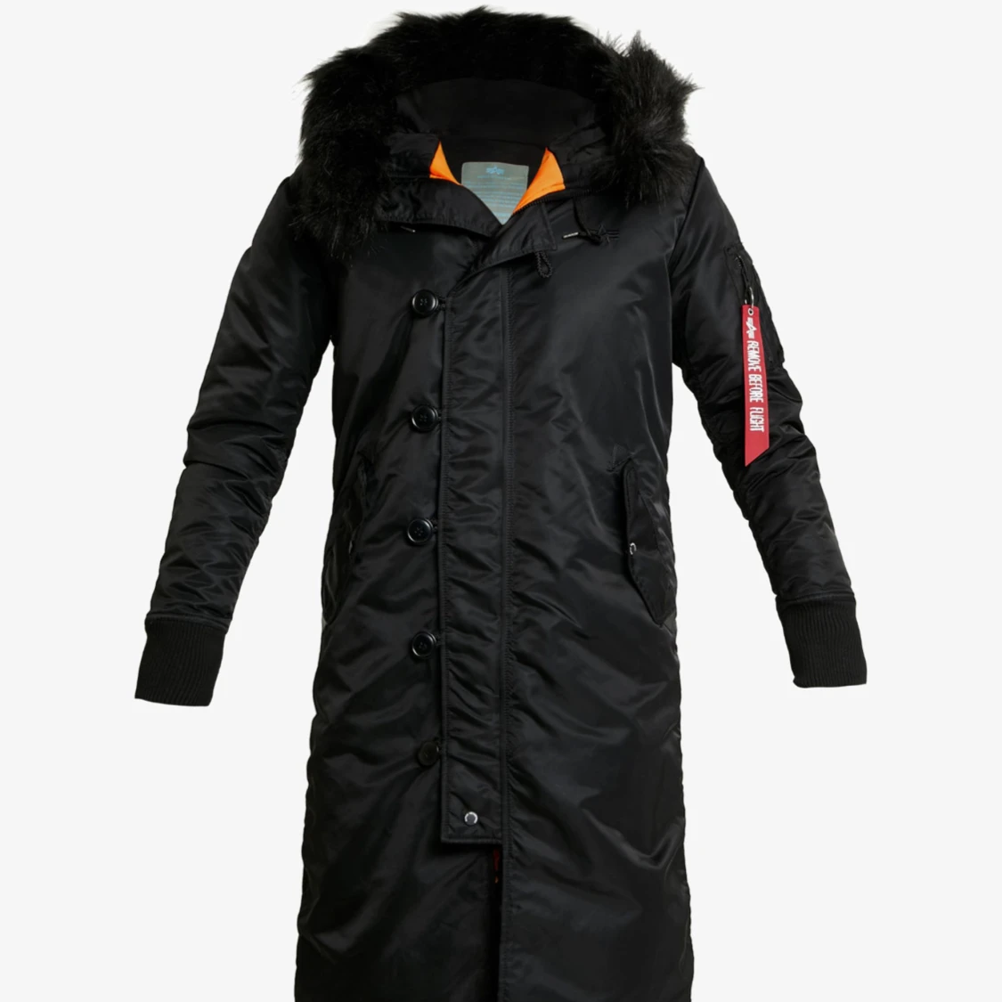 Svart lång jacka från Alpha Industries