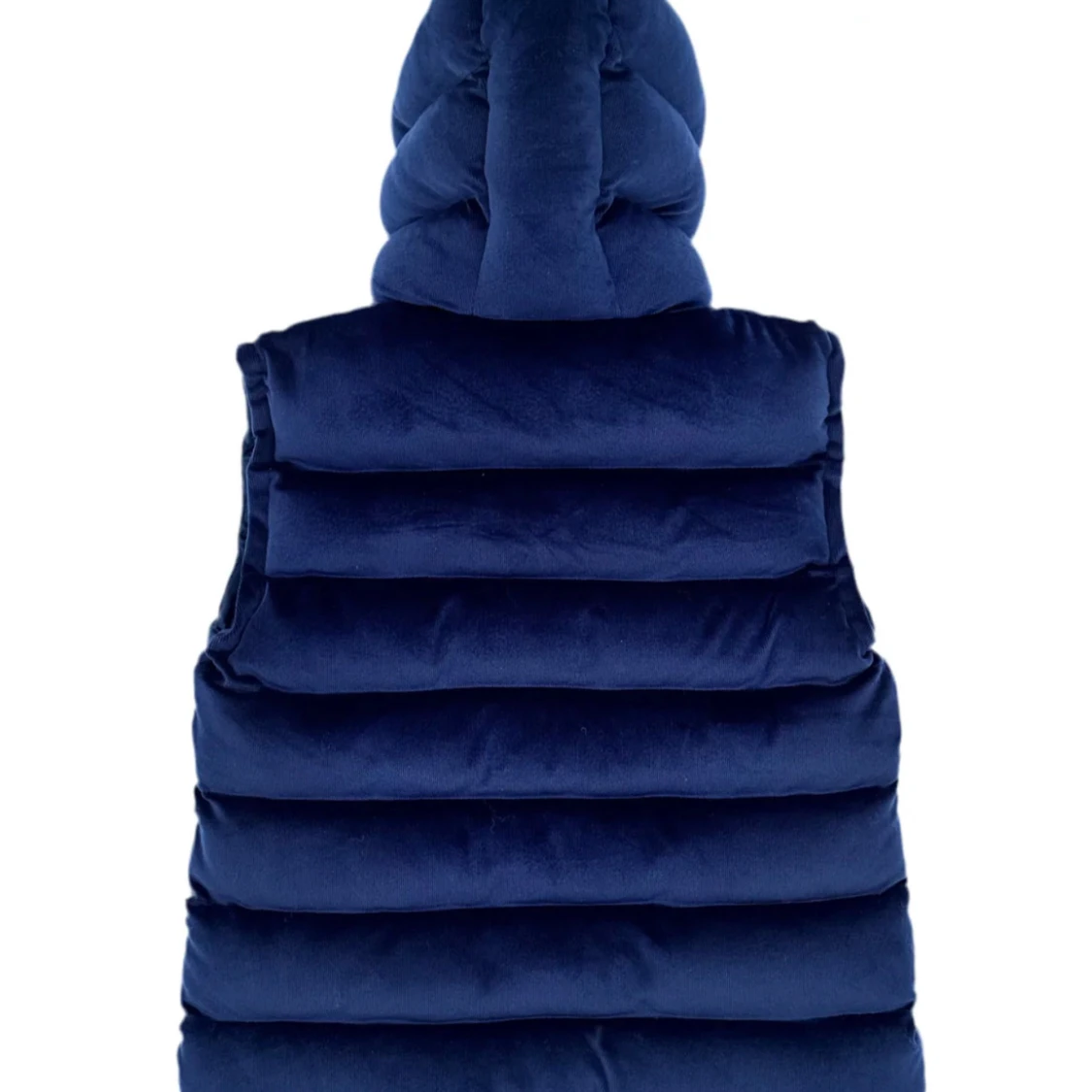 Mörkblå dunväst med huva - 90