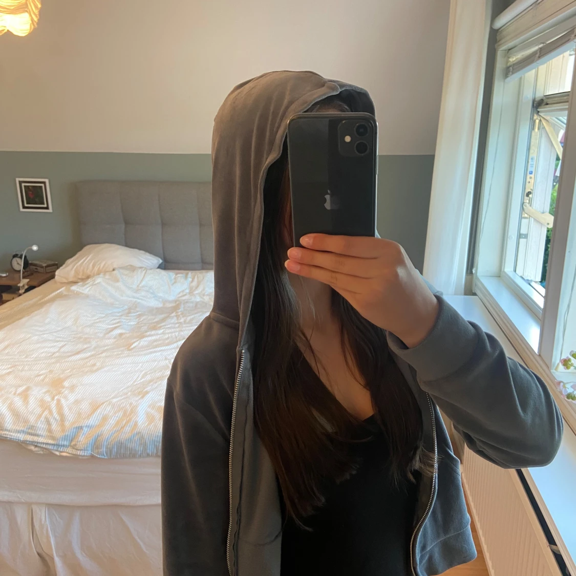 Grå zip hoodie/kofta🩶 - 90