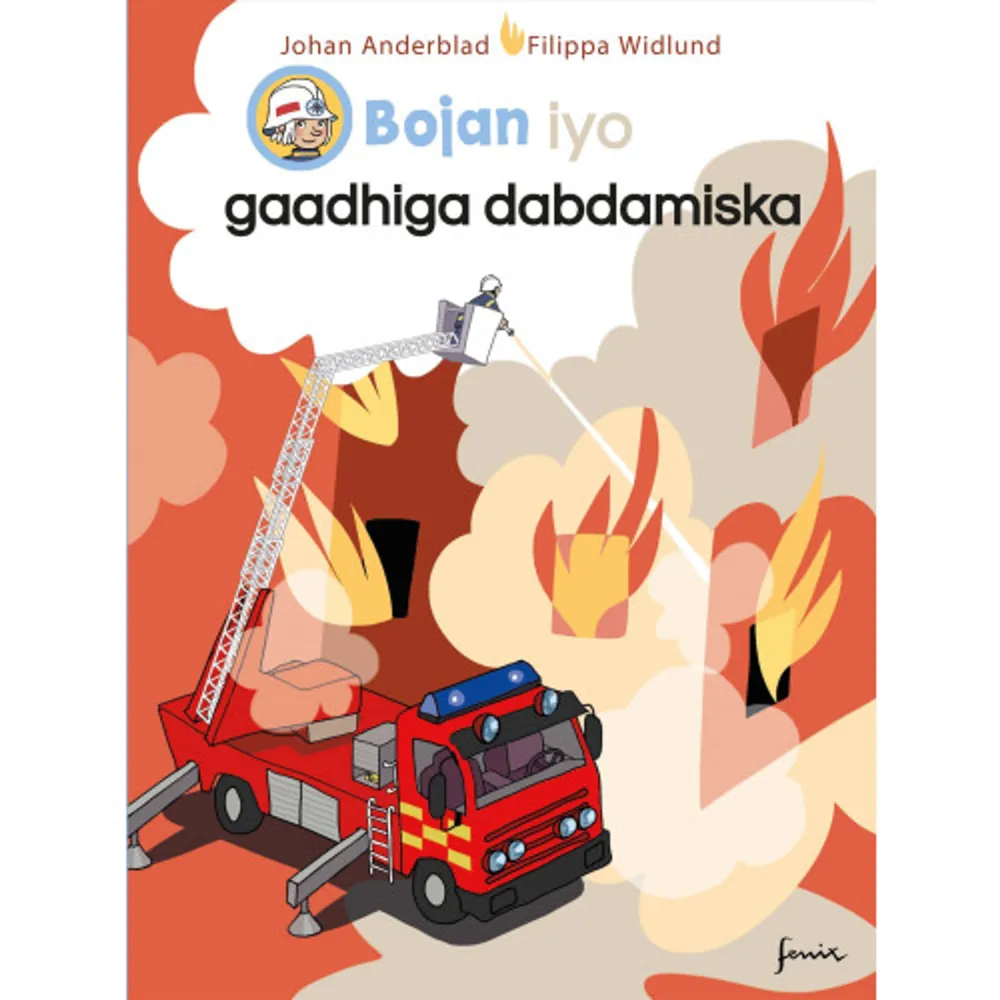 Boken är på somaliska. Finns även på arabiska och svenska.Både fakta och saga. Bränder ska släckas och djur räddas. Allt på en lagom nivå för fyraåringen av Bolibompas Johan Anderblad som kan allt om stora fordon. Djuplodande och verklighetsbaserat utan att vara för långt för att högläsas om och om igen! Detaljrikt illustrerat av Filippa Widlund, som lyckas ge även de största fordon charm och personlighet.Bojan ligger i sängen och försöker somna när han kommer att tänka på att han såg en brandbil tidigare under dagen. Bojan frågar sin mamma Bibbi om hon har kört en brandbil någon gång, och det har hon ju, för hon har kört nästan alla sorters bilar. Hon har till och med jobbat som brandman och berättar för Bojan om allt kring brandbilen och hur den kan släcka bränder.    Format Inbunden   Omfång 32 sidor   Språk Somaliska   Förlag Fenix Bokförlag   Utgivningsdatum 2022-03-04   Medverkande Filippa Widlund   Medverkande Filippa Widlund   Medverkande Musa M. Isse   ISBN 9789175254197  . Böcker.