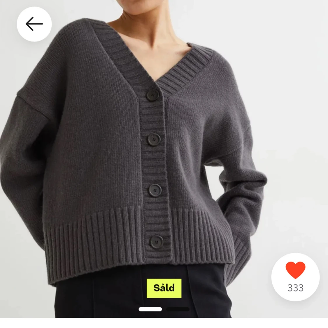 Mörkgrå kofta med knappar - 90