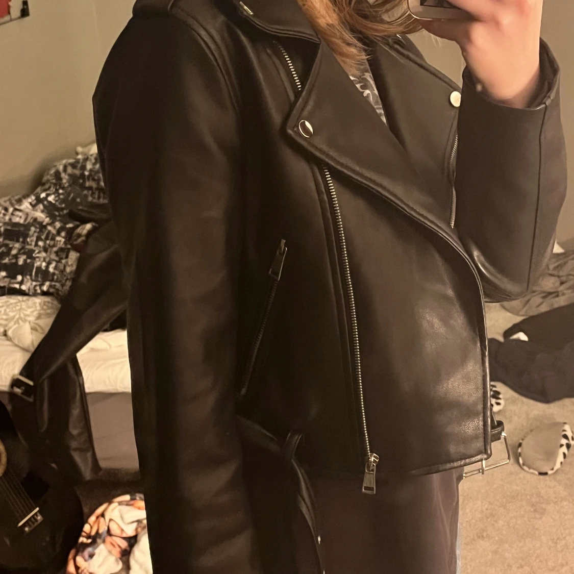 Svart läderjacka - 90