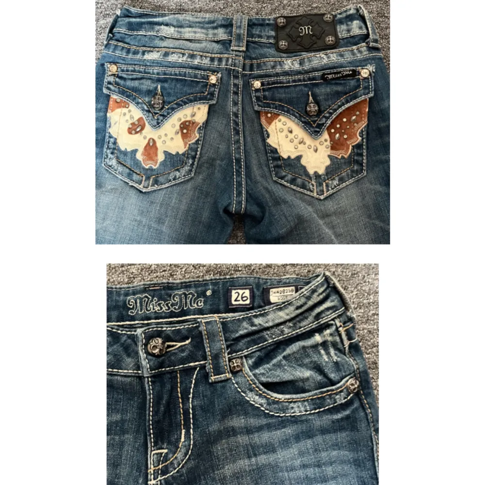 Unika vintage bootcut jeans i superbra skick men assnygga bakfickor och detaljer ❤️ Skriv gärna privat om du har frågor.. Jeans & Byxor.