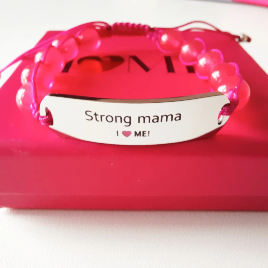 Inspirational bracelet with natural gemstones and engraved stainless steel  - 91