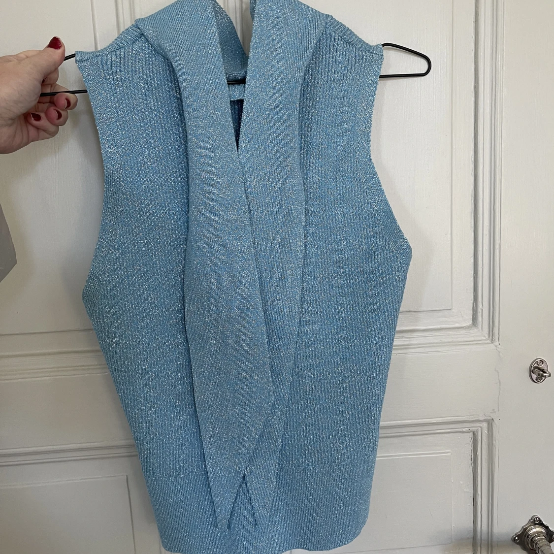 Isblå halterneck topp 💘 - 90