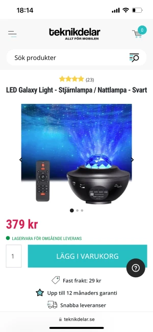 Galaxy lamp - Praktiskt taget ny, fullt fungerande med fjärrkontroll