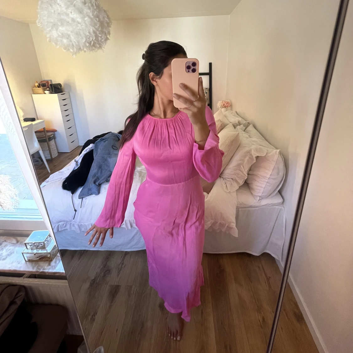 Rosa lång klänning  - 91