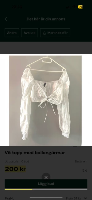 Vit topp - Knytning framtill Oanvänt