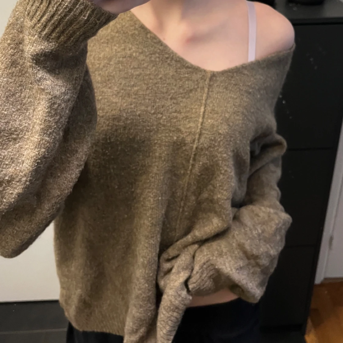 Stickad V ringad tröja - 90