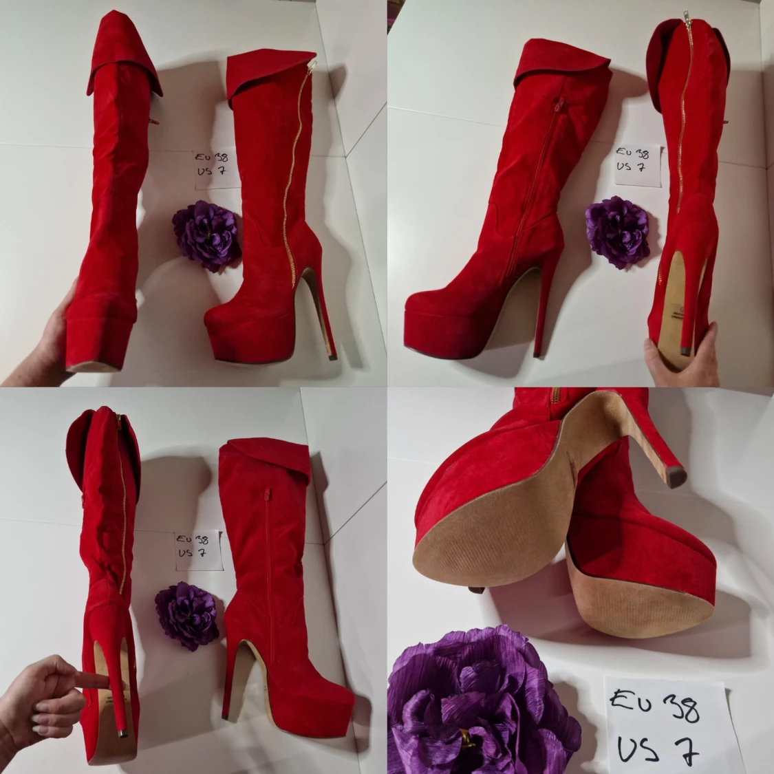 Röda stövlar med gulddetaljer strl 38 - 90