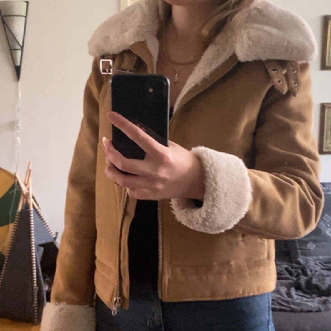 Fodrad jacka i skinimitation - 90