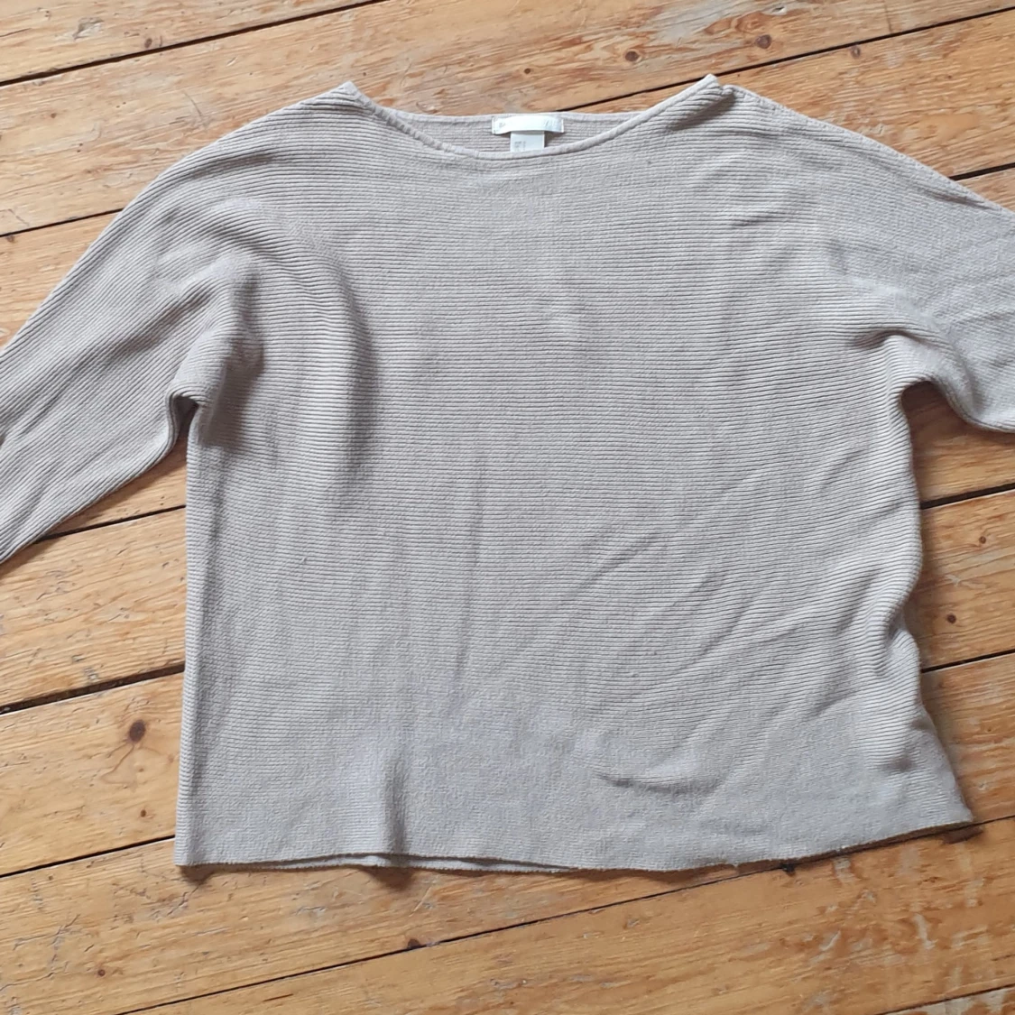 Beige ribbad tröja - 91