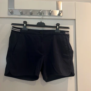 Blåa gant shorts  - Säljer ett par marinblåa Gant shorts i använt skick! Skulle inte säga att det är träningsshorts men dem är gjorda i typ funktionsmaterial. Det är 67 % polyester och 25 % bomull och 8 % elastan. Dem är lite noppriga på baksidan. Både fickor fram och bak.