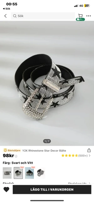 Y2K skärp - LÅNADE BILDER ett ritkigt snyggt och in-style skärp!! köpt på shein! Rhinestones med stjärnor😍 står att det ska vara 90cm men tycker den är liten i storleken. Pris går att diskutera🫶🏻