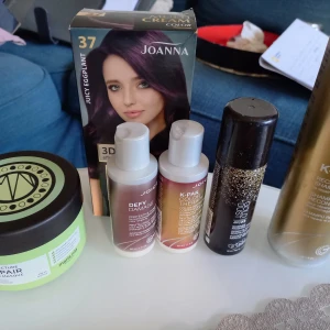 Hårvård  - Hårfärg eggplant Maria nila hårinpackning  Joico balsam reseförpacknikg 2 st Joico glitterspray Joico kpax balsam 