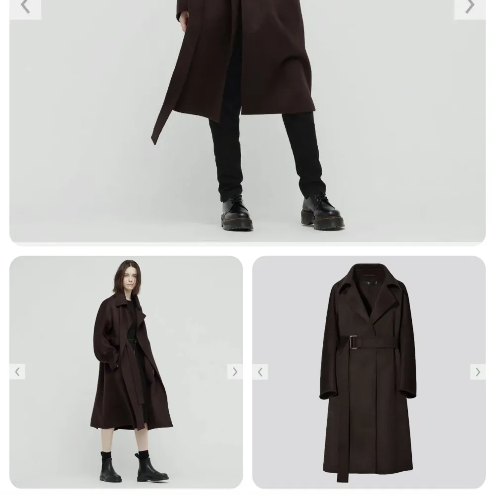 Jil Sander × uniqlo +J Trench Coat Cashmere blend wrap long coat  Str L Nyskick, inte användt då den är för stor och jag var för sen med att skicka i retur Farj sort - inte brun som på bilden   . Jackor.