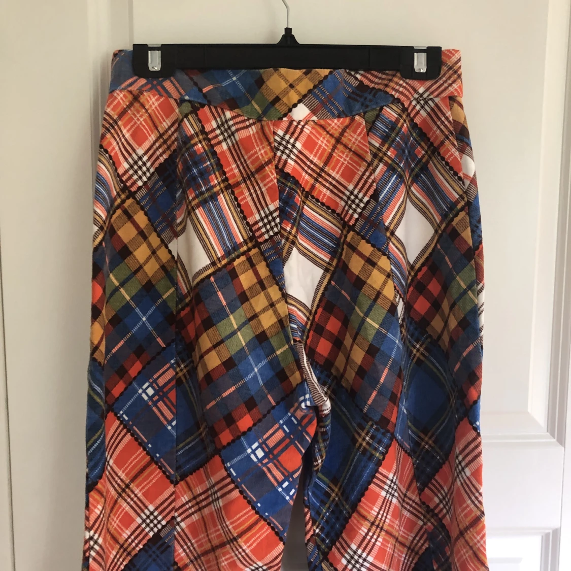 Vintage bootcut plaid byxor - 91