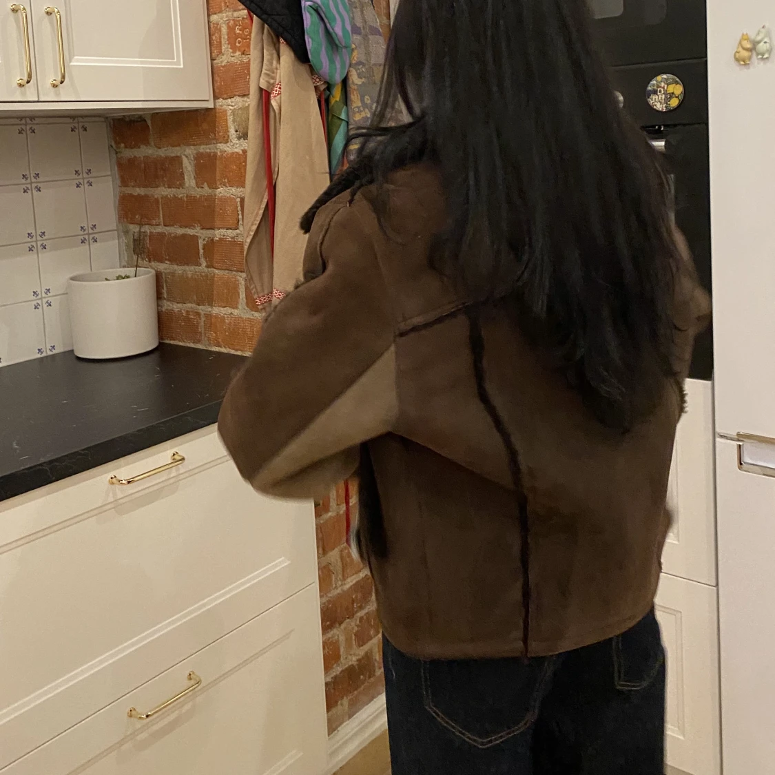 Brun fodrad mocka jacka - 90