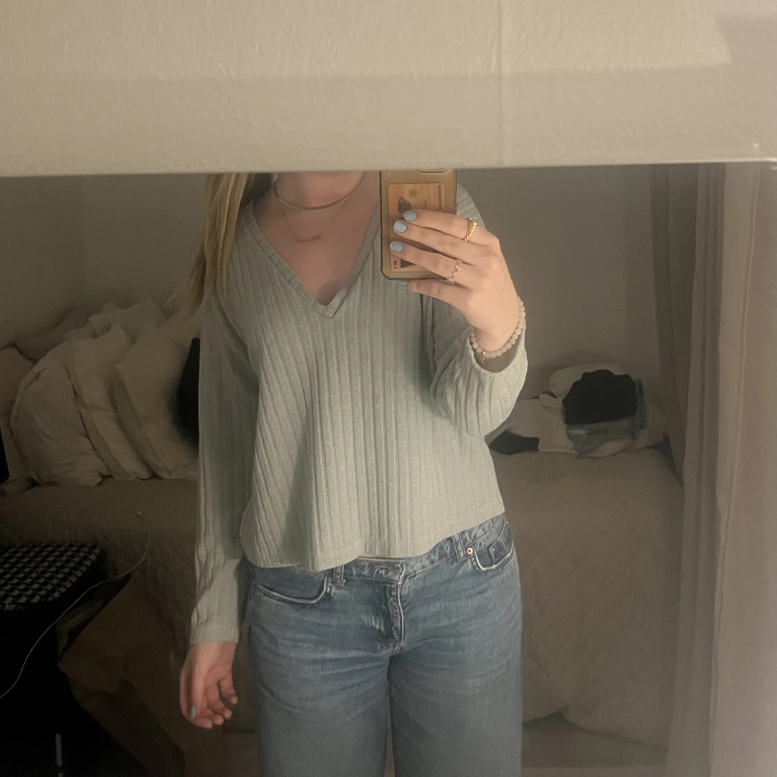 Ribbad långärmad tröja 