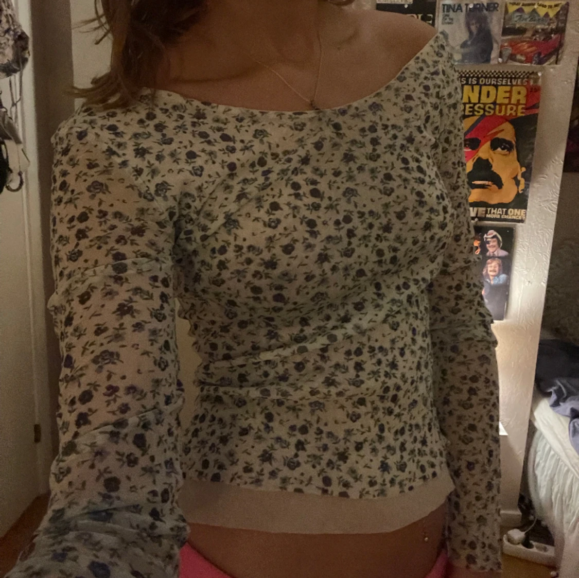 Mesh långärmad topp - 90