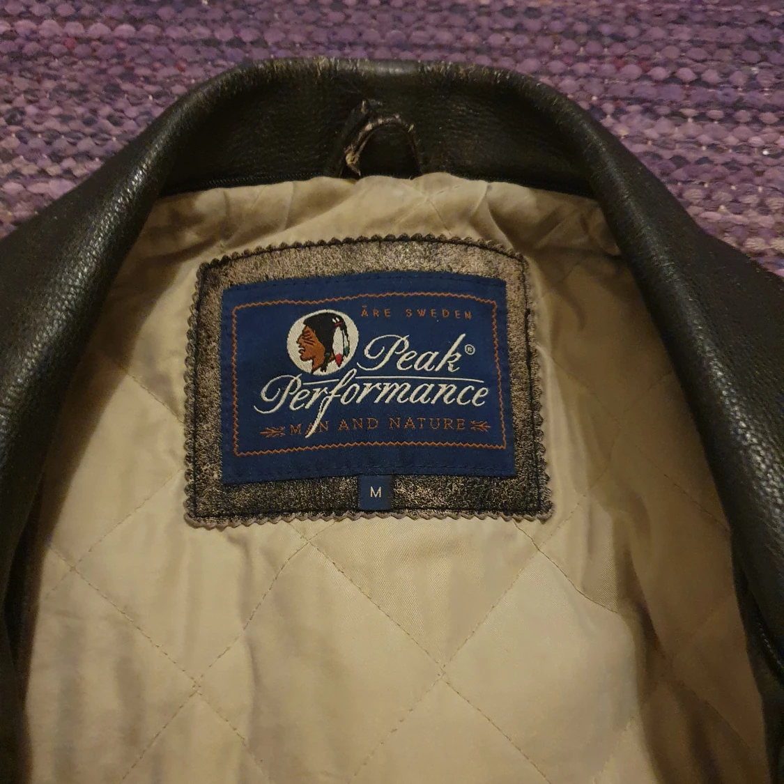 Peak performance läder jacka  - 90