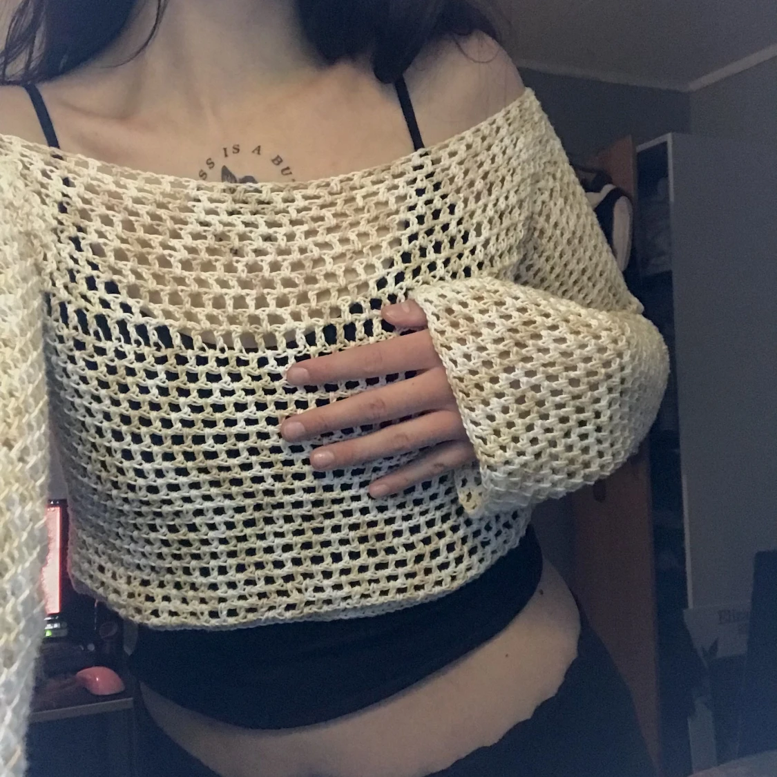 Virkad mesh topp - 90