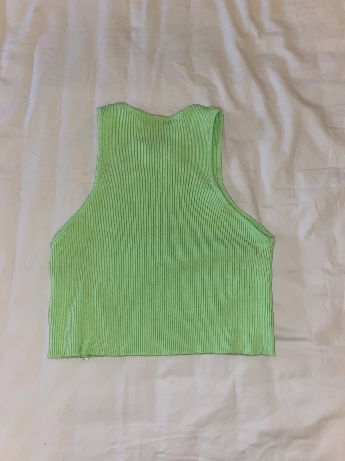 Limegrön croptop linne - 90