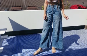 Wide leg jeans 34 - 100 % bomull 