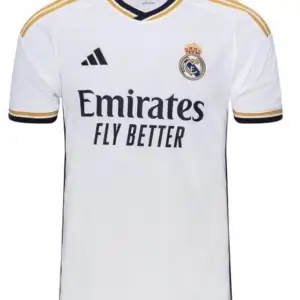 Real Madrids hemma tröja 2023/24, denna tröjan är en A kopia med spelaren vinicius jr på baksidan/ nummer 7 . Man ser ej att denna är en A kopia, den är i storlek 176, vilket är s ungefär, mer bilder? Skriv till mig!!