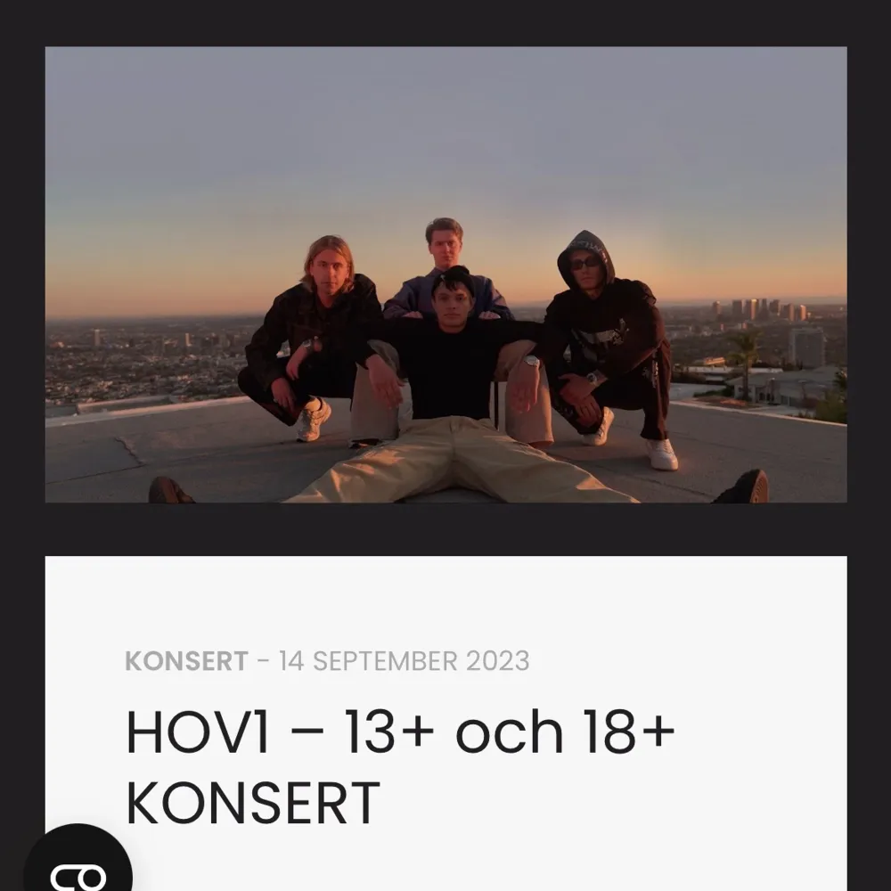 Lägger upp på nytt. Säljer nu biljett till HOV1 konserten på trädgården i Göteborg den 15 september!💗💗. Övrigt.