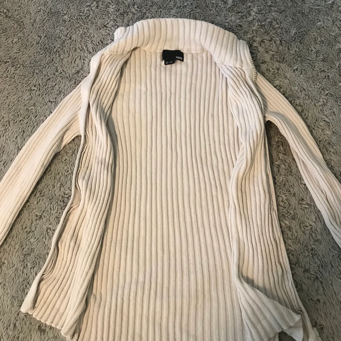 Vit tjock tröja med dragkedja - 90