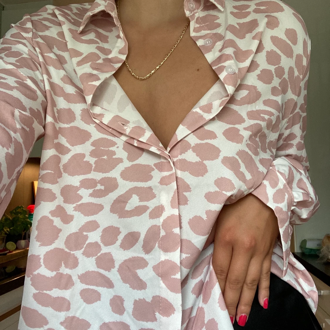 Blus leopard rosa/vit