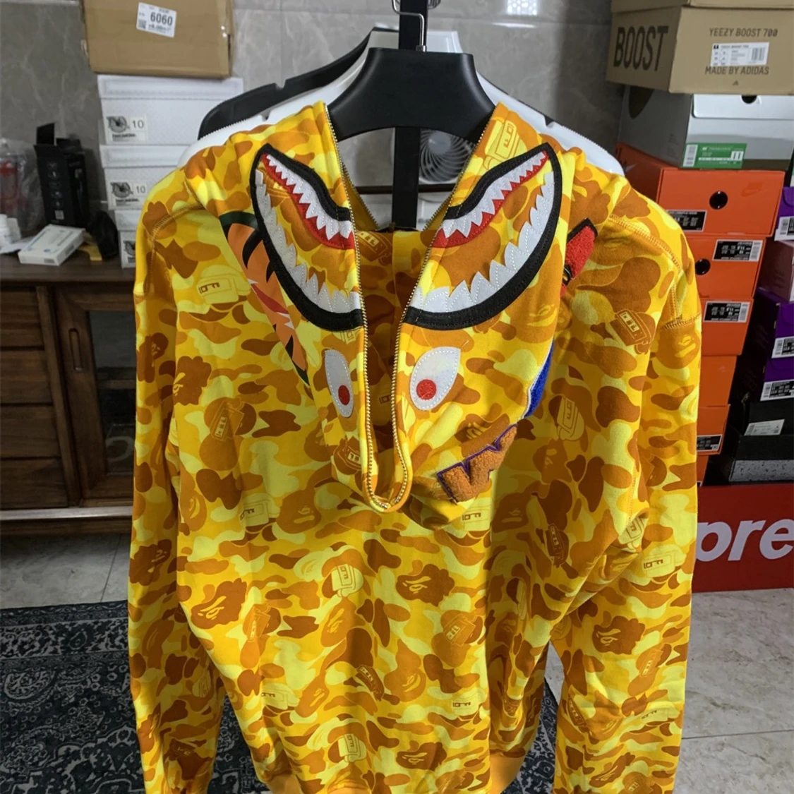 Bape PUBG Yellow Camo Shark Hoodie - 90