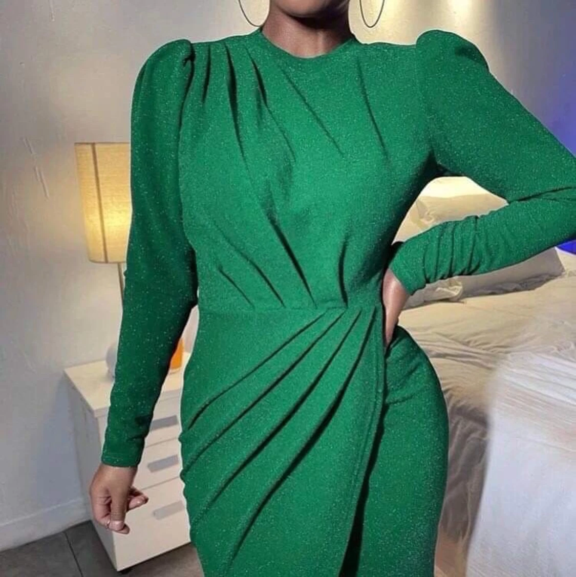 Grøn ubrugt glitter fest kjole s 