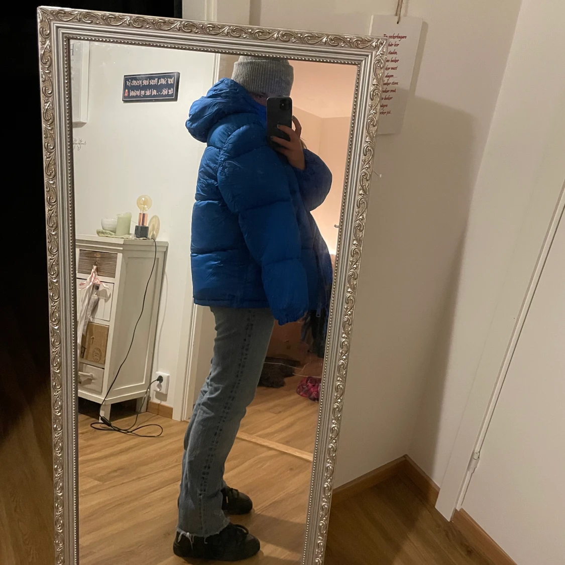 blå h&m jacka  - 90