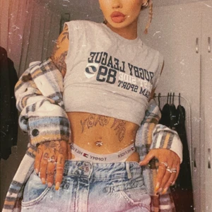 Grå croptop - Snygg vintage croppad top i strl s som jag själv klippt av i midjan, supersnygg!! 