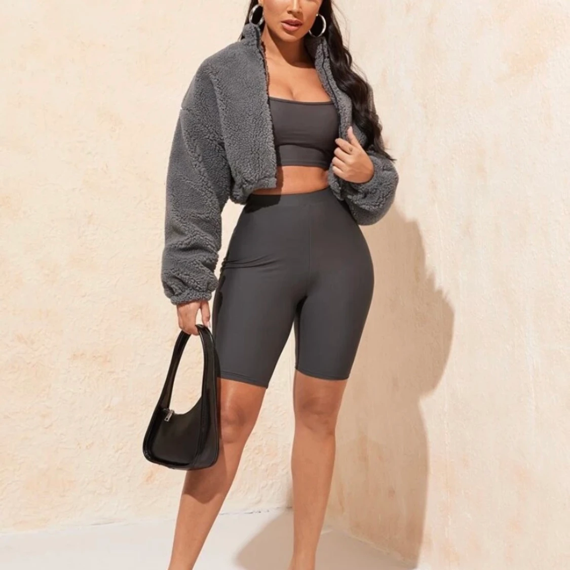 Cropped teddy jacket strl L