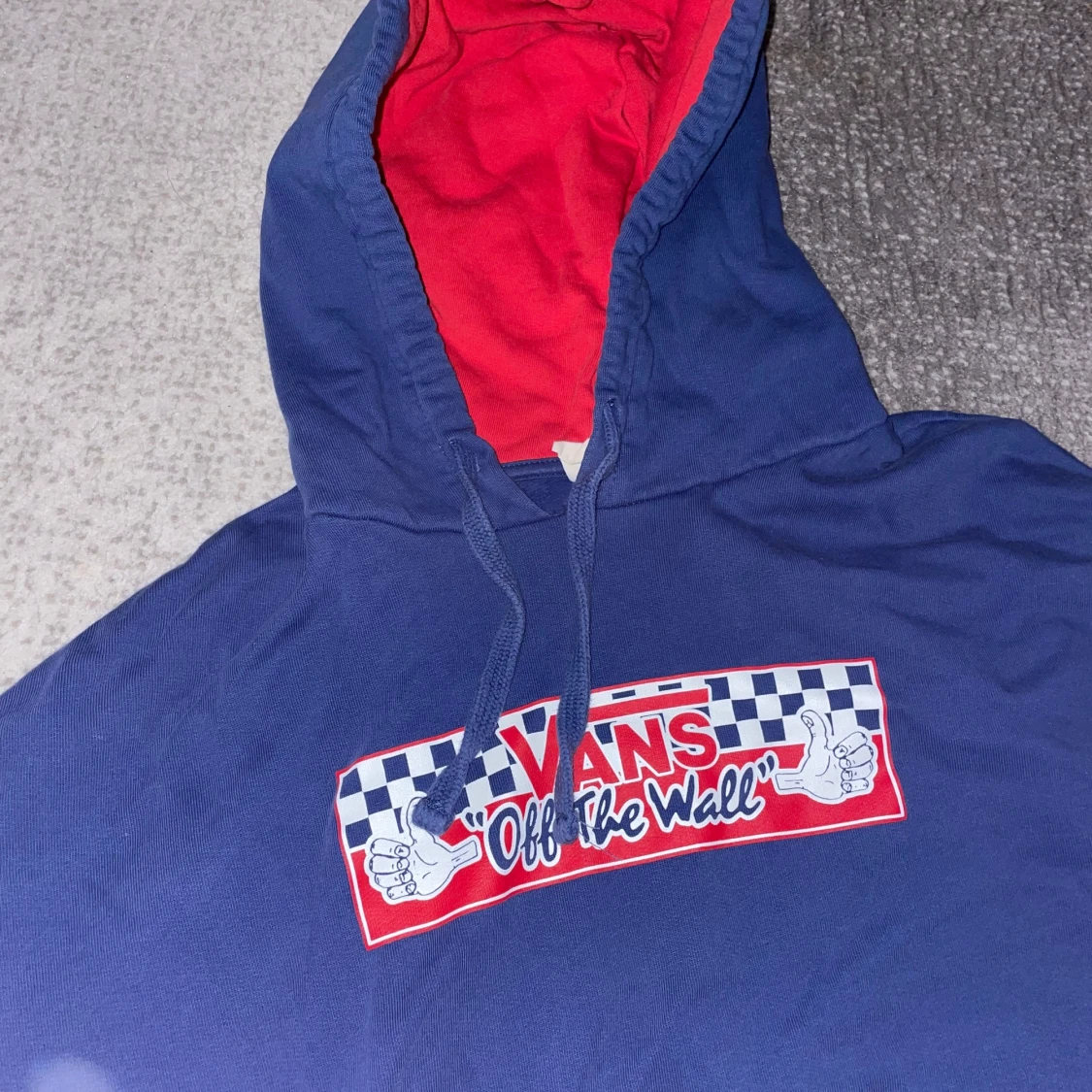 Hoodie vans, blå och röd, storlek 38