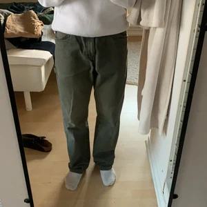 Dickies byxor - Kyliga dickies brallor💯☝🏻 slitna så att tyget är mjukt och faller bra, men inga hål. Färgen är någonstans mellan grönt och grått, men mer åt det gråa hållet.                       OBS att jag har tagit bort dickieslappen eftersom jag tyckte den var ful. 